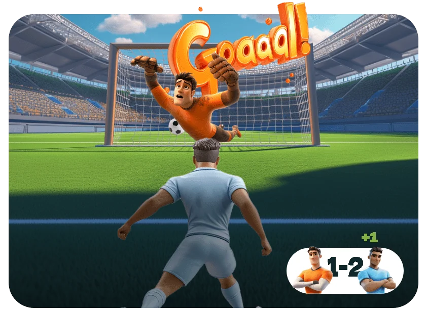 Le tireur frappe, le gardien plonge, le score passe à 1-2